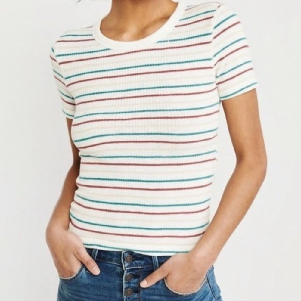 Abercrombie & Fitch‎ Ribbed Tee Multicolor Striped Retro / Women's XS
